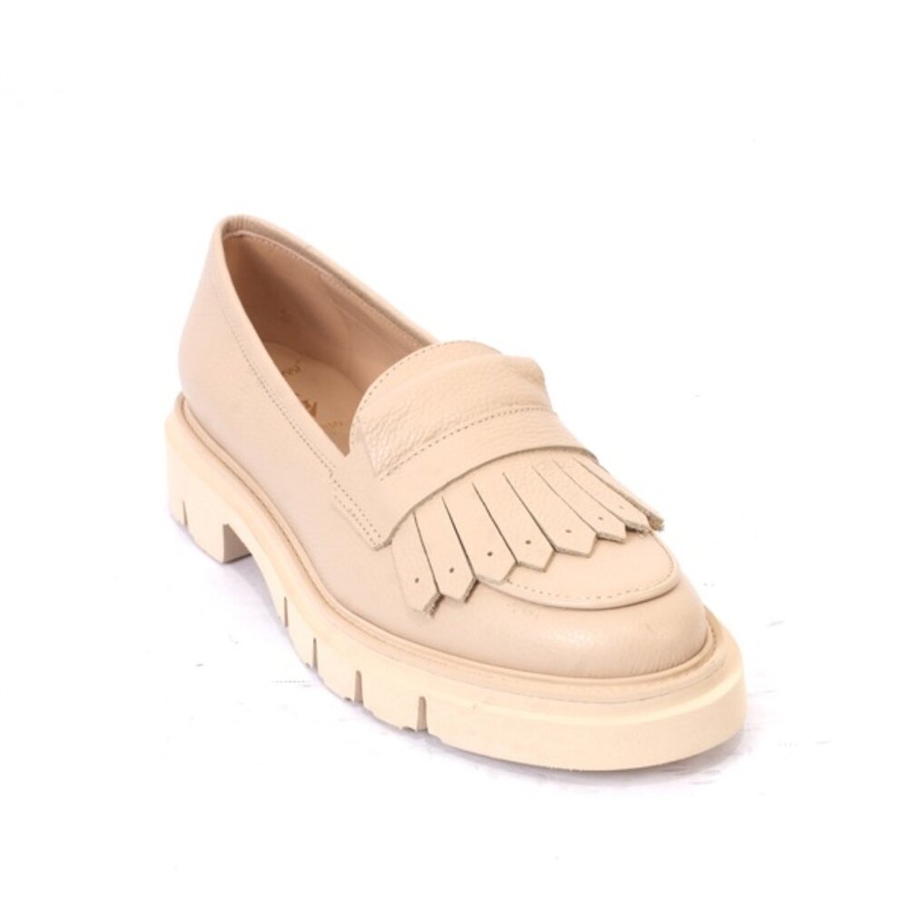 Luca Grossi 840a Beige Leather Platform Loafer Comfort Shoes